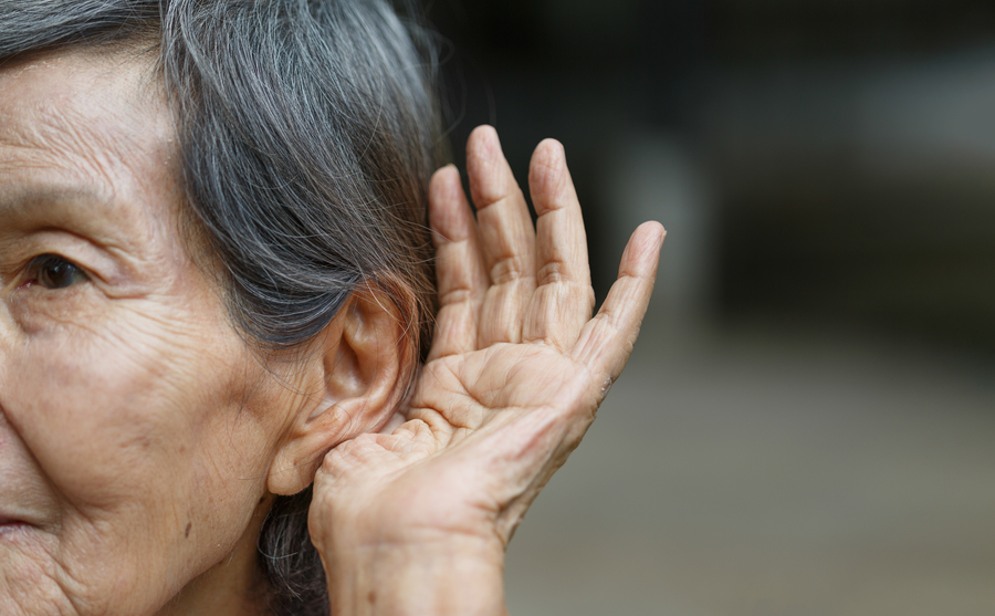 Elderly lady with hearing loss